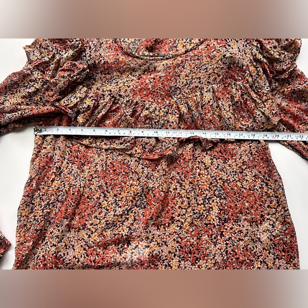 LoveShackFancy Silk Ruffle Floral Print Blouse top large - Picture 10 of 11